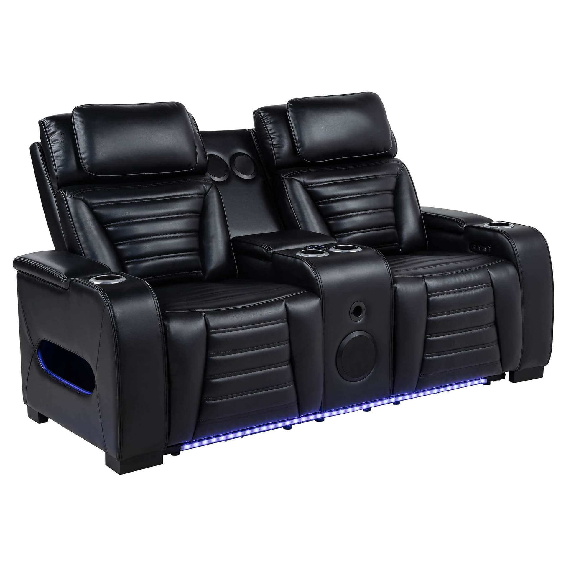 Zuma Dual Power Reclining Loveseat with Bluetooth and Storage Black